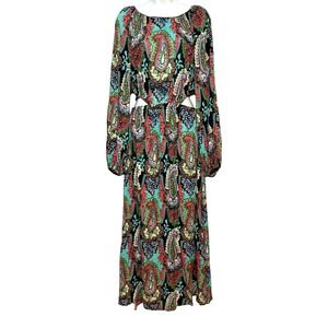 Mango Boho Retro‎ Revival Cutout Maxi Dress Womens Medium Indie Sleaze Festival